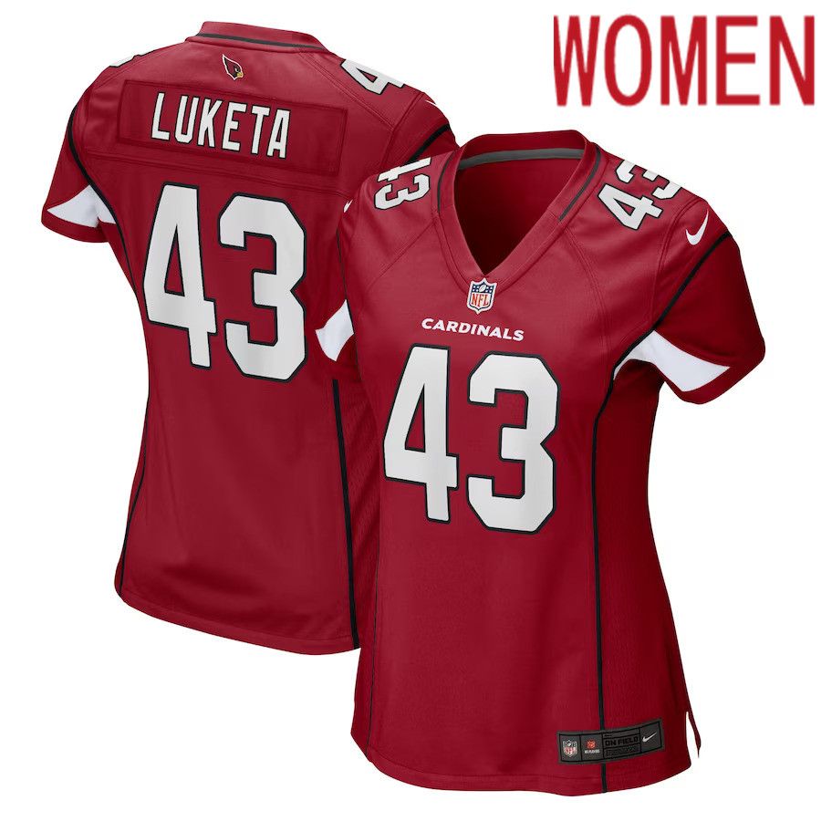 Women Arizona Cardinals 43 Jesse Luketa Nike Cardinal Game Player NFL Jersey
